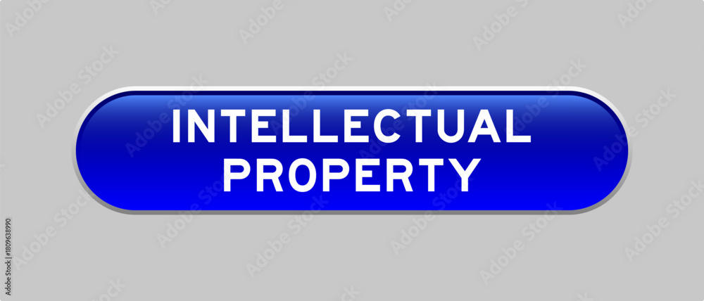 Fototapeta premium Blue color capsule shape button with word intellectual property on gray background