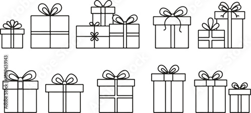 Vector collection of gift boxes, perfect for presents, surprise, and celebration on any occasion 