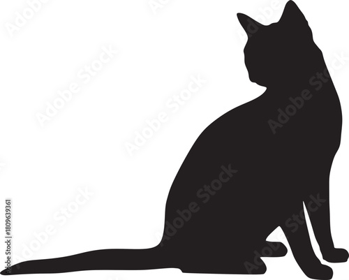 Cat silhouette vector image, black cat silhouette, black cat, beautiful cat, cat standing, beautiful image, cat drawing