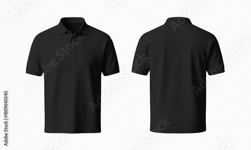 Obraz na płótnie Blank Black Polo Shirt Mockup Front and Back on White Background