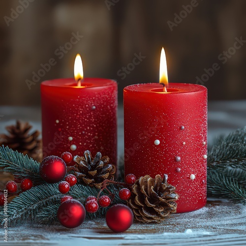 Second Sunday of Advent - Light the second red candle of the Advent wreath. Christmas or Advent background with text space.