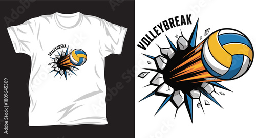 volleyball vector graphic t shirt design print.