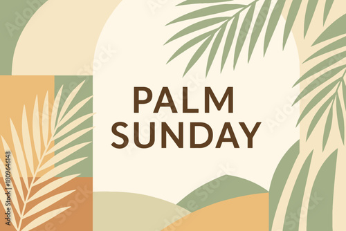 Palm sunday abstract background with palm leaves and muted colors