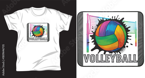 volleyball vector graphic t shirt design print.