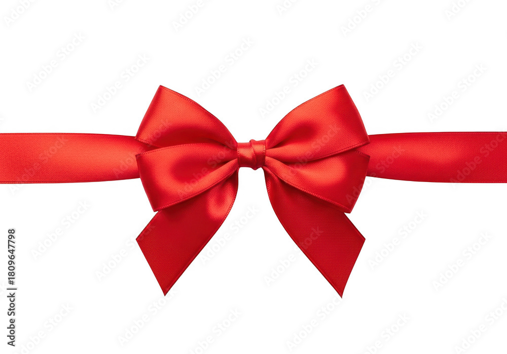Fototapeta premium Red satin ribbon bow isolated on transparent background