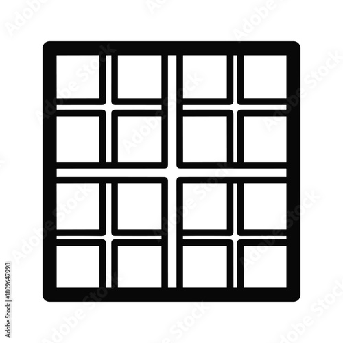 Window grid pattern isolated on square frame with multiple panes of glass