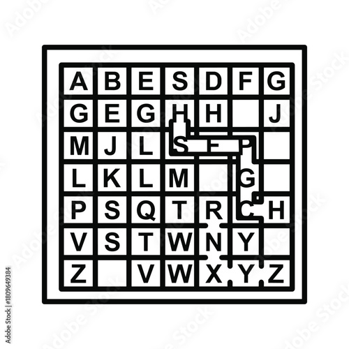 Alphabet search puzzle isolated on for educational or recreational purposes