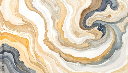 Abstract watercolor artwork with flowing lines and marbled effect in neutral tones