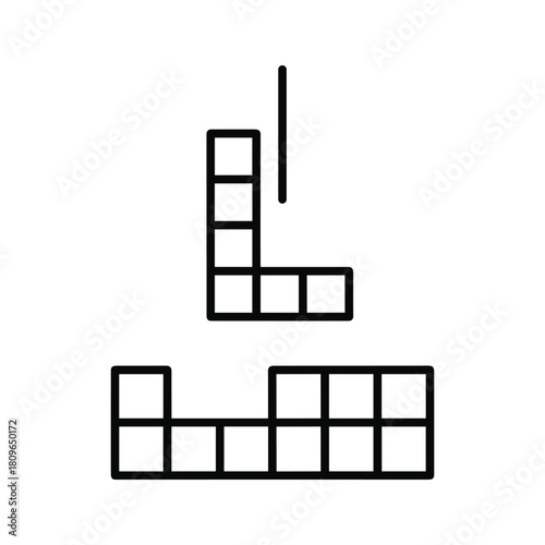 Tetris game pieces falling into place isolated on, a classic puzzle game of strategy and skill