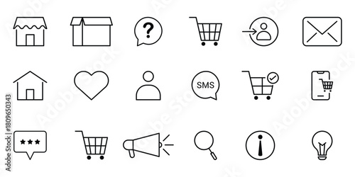 Set of web shop icons. Shopping icon set. Shop, store, cart, market, buyer, purchase, goods and more.
