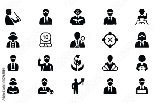 Corporate responsibility and ai ethics business icon collection