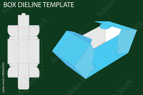 Flip gift box 7x3x3.5 inch dieline template