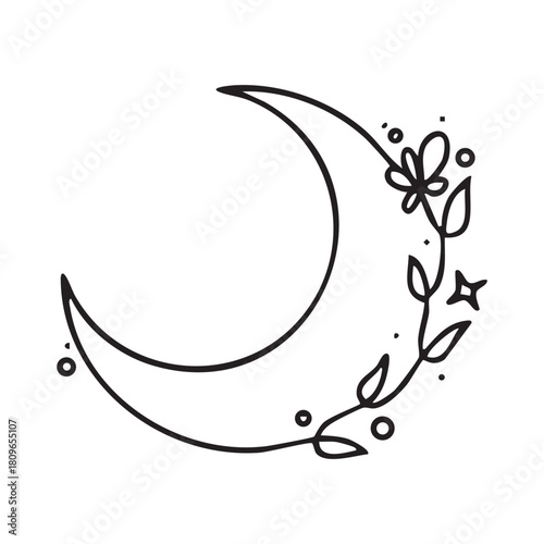 Mystical celestial design elements. Vector icon set with stars, crescent moons, constellations, and dividers for logos or spiritual decorations.