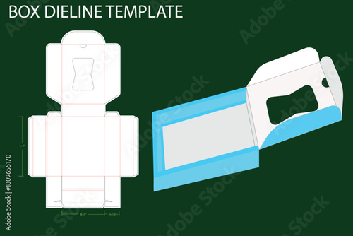 Flip rectangular box 7x5x1.5 inch dieline template