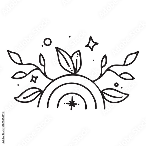 Mystical celestial design elements. Vector icon set with stars, crescent moons, constellations, and dividers for logos or spiritual decorations.