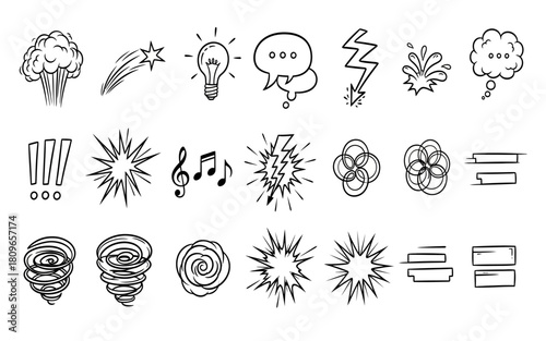 Abstract vector design with geometric shapes and a mix of color models and fonts