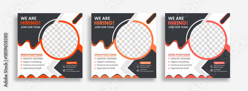 We Are Hiring Social Media Post Template Modern Job Vacancy Recruitment Flyer Design