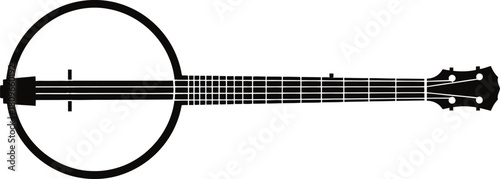 Illustration of banjo, a stringed instrument with a round body