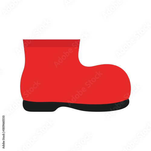 Red clown boot isolated simple cartoon style fun footwear accessory isolated on white background