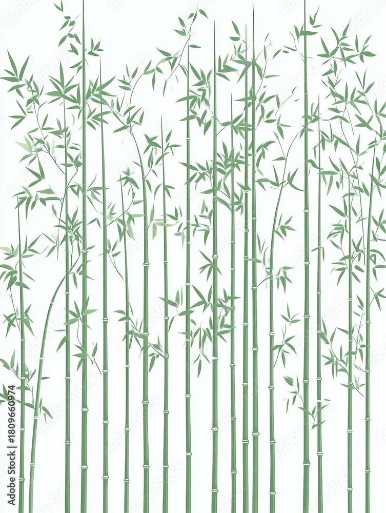 Naklejka premium Green bamboo stalks and leaves seamless nature design