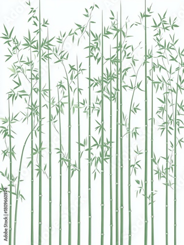 Green bamboo stalks and leaves seamless nature design