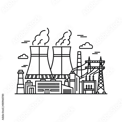 Black and white line icon representing travel destination with luggage and rising sun, isolated on