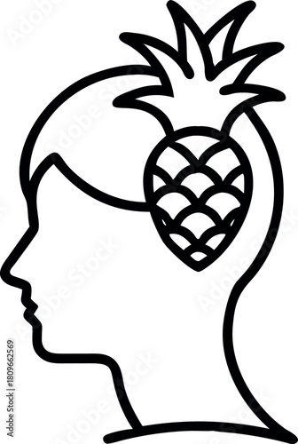 Cartoon illustration vector drawing of a funny rebel character head with a happy face