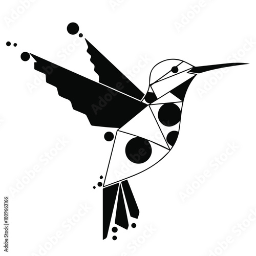 Abstract Geometric Hummingbird Art with Circles