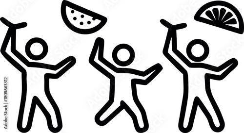 Silhouette vector illustration of people running in a marathon with hands holding hands
