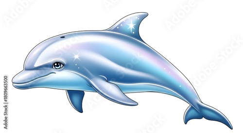 Cartoon Dolphin Swimming with a Smile.