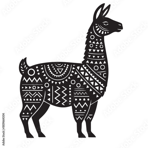 Intricate South American Pattern Llama Vector Art