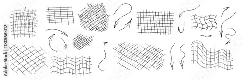 Crayon arrow and sketches and kid doodles float across a hand grid, repeating check accents while crayon warmth adds a kid spark to this textured check background.