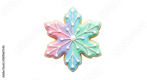 Gourmet Snowflake Sugar Cookie with Pastel Blue, Pink, and Mint Icing