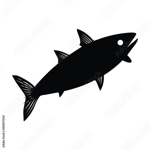 mackerel fish black silhouette vector