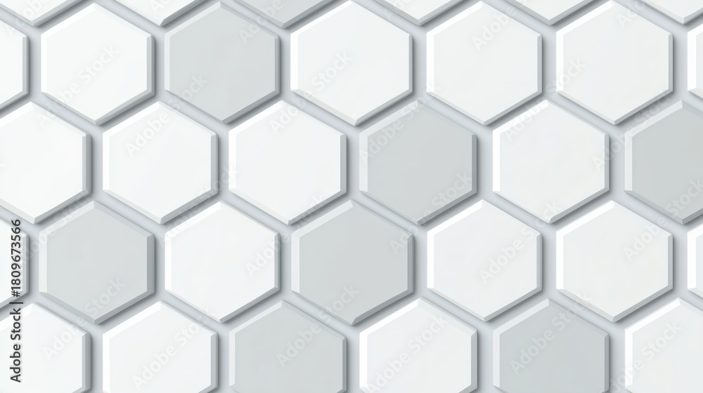 Naklejka premium White and Gray Hexagon Tile Pattern