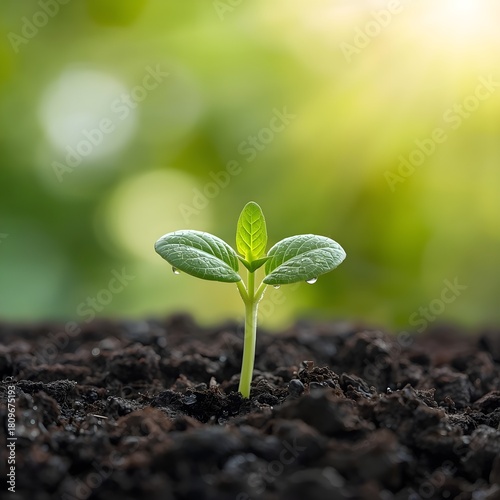young green plant in soil