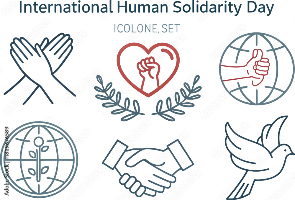 Fototapeta premium International Human Solidarity Day Icons ? Peace, Unity, and Global Cooperation Symbols.eps