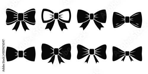 cupid bow Valentine's Day icon set silhouette style and isolated on white background Vector illustration