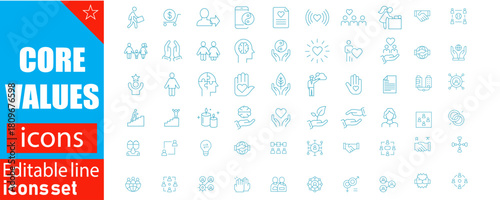 Discover core values icons perfect for brand guidelines, team building, and ethical business designs with a clean, modern aesthetic and professional appeal