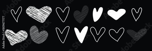 Hand drawn hearts. Hand drawn love symbol collection. Grunge illustrated heart set. Hand drawn heart with sun rays, cute doodle heart with light rays, abstract love heart icons vector illustration eps