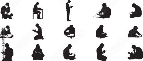 New year planning and goal setting silhouettes Vector