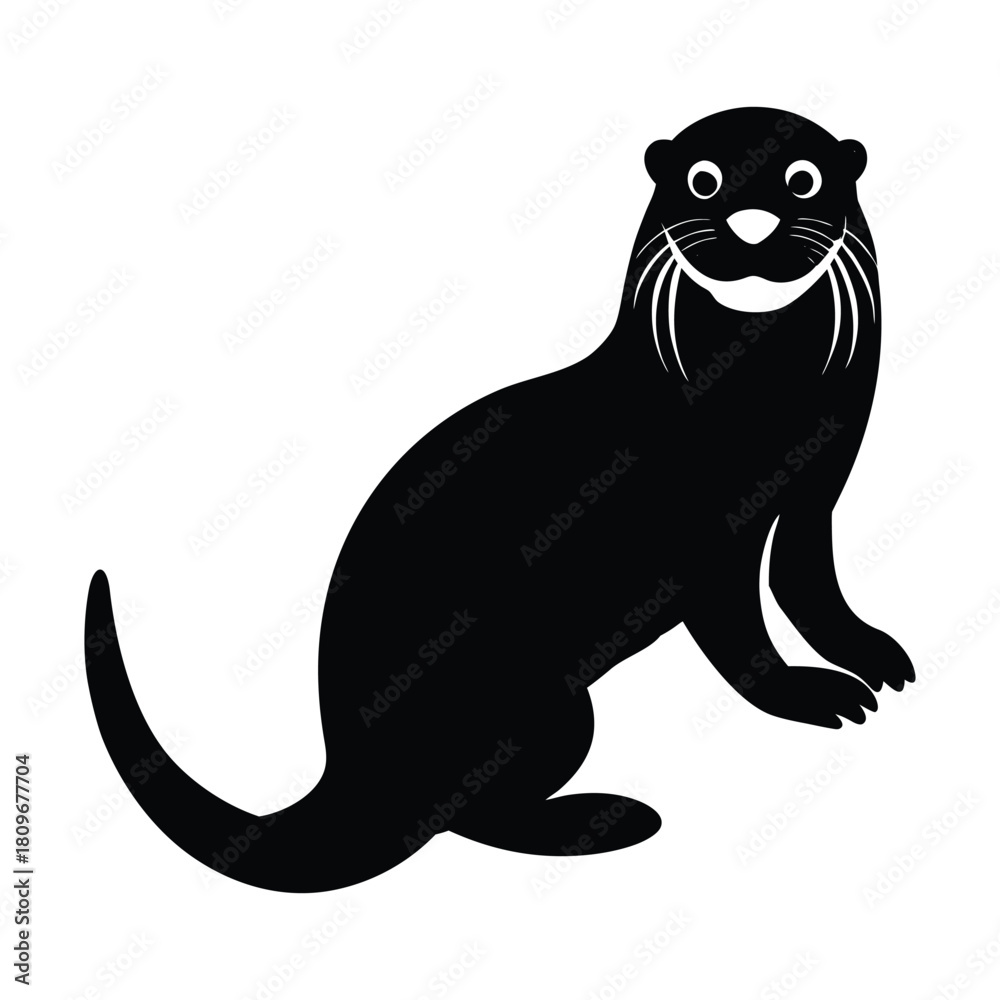 Fototapeta premium sea otter silhouette cute marine mammal ocean 
