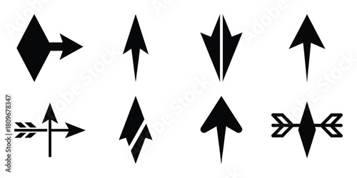 love arrow tip Valentine's Day icon set silhouette style and isolated on white background Vector illustration