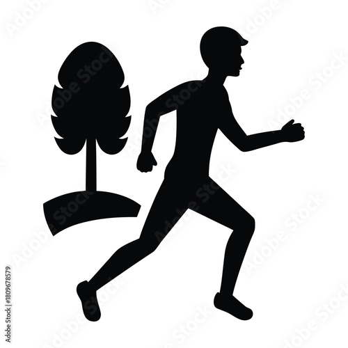 Man Running in Park Silhouette