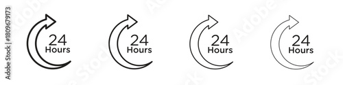 24 Hrs icon for apps and website. vector illustration collection