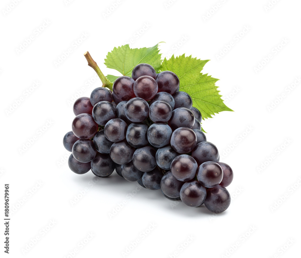 Fototapeta premium Dark purple grapes isolated on white background. Clipping path.