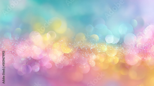 Pastel rainbow gradient with soft bokeh,