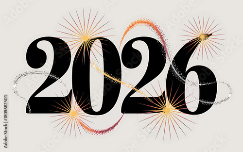 Celebrating 2026 with a burst of fireworks, isolated on, marking the beginning of a new chapter filled with promise and excitement
