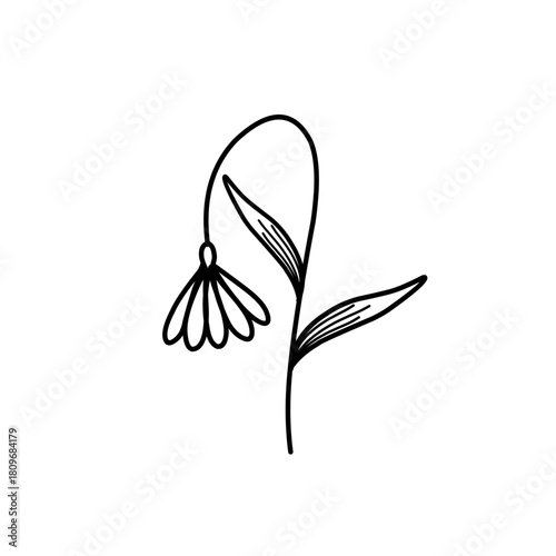 Flower line art. Minimalist flower illustration. Simple flower line art. Hand-drawn flower illustration