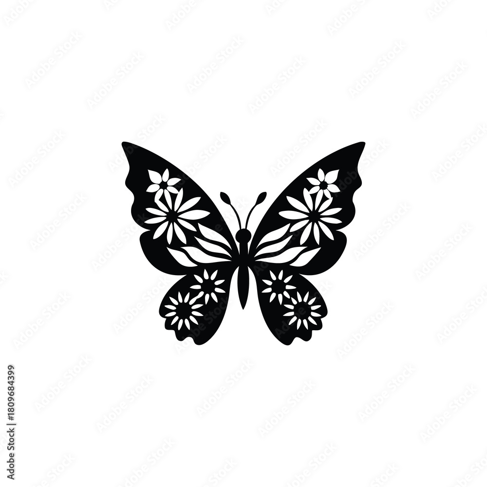 Fototapeta premium Colorful vector illustration set of butterfly silhouettes, perfect for spring or summer nature design